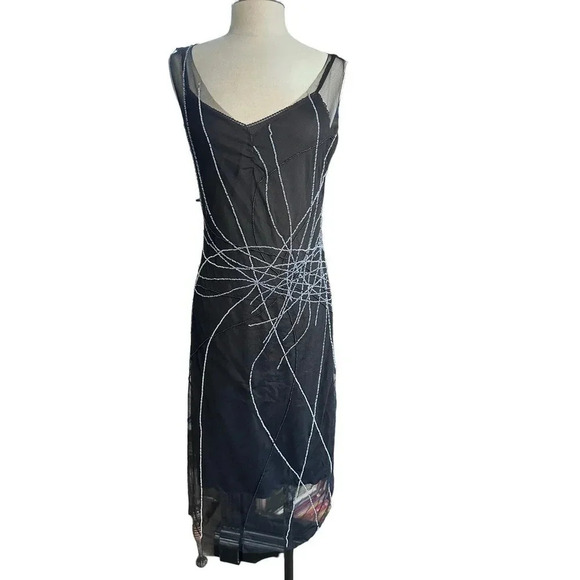 Poleci Women's Black Sleeveless Mini Dress Size M mesh overlay dress - Picture 11 of 11